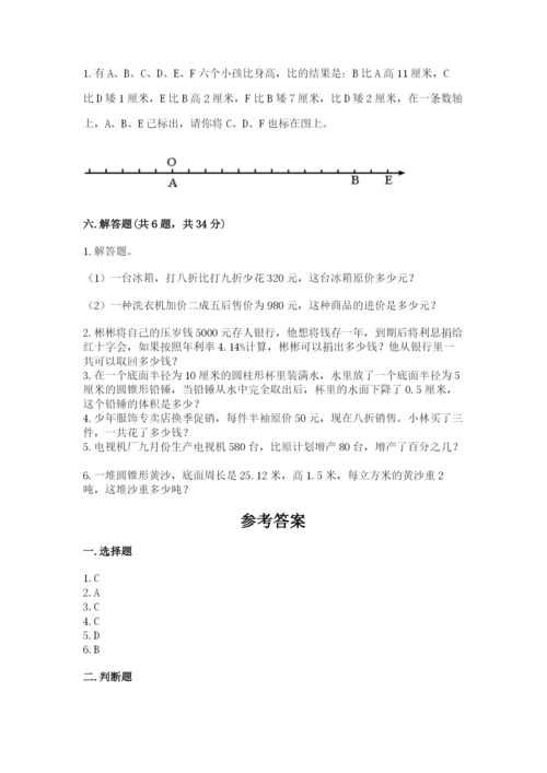张家口市阳原县六年级下册数学期末测试卷精品.docx