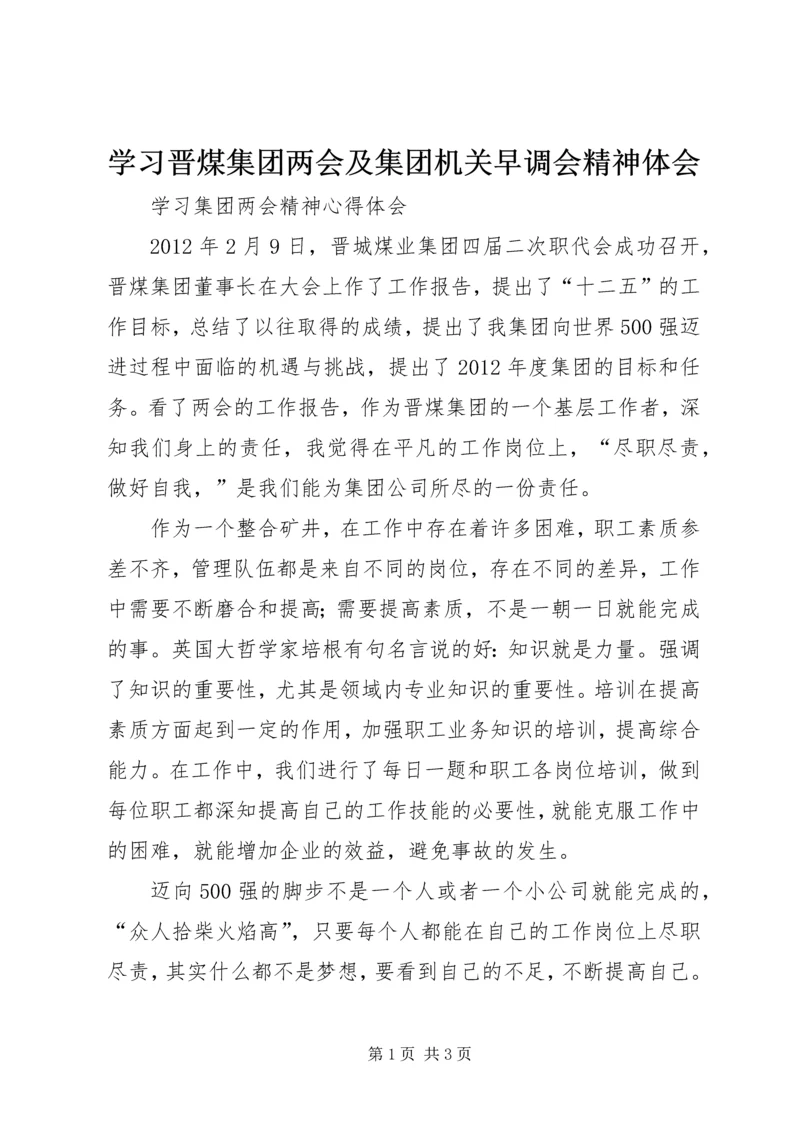 学习晋煤集团两会及集团机关早调会精神体会.docx