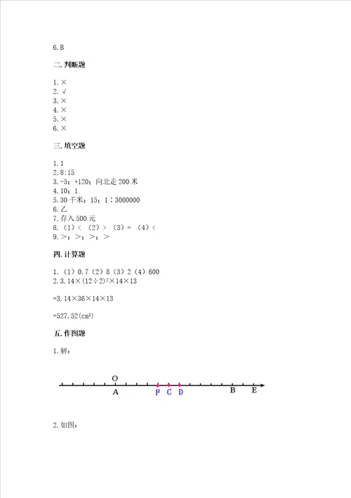 沪教版六年级数学下册期末模拟试卷有一套