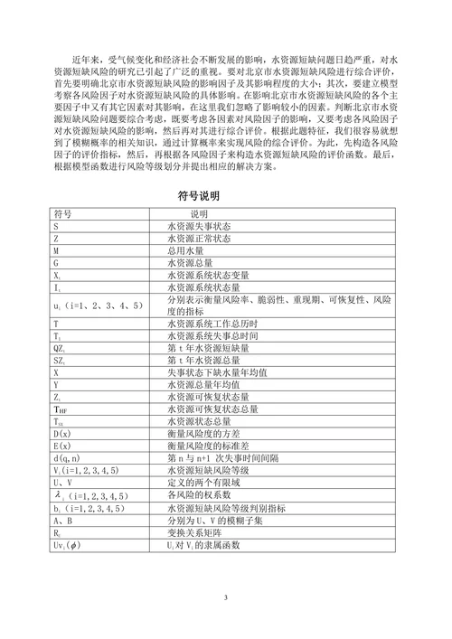 水资源短缺风险综合评价模型