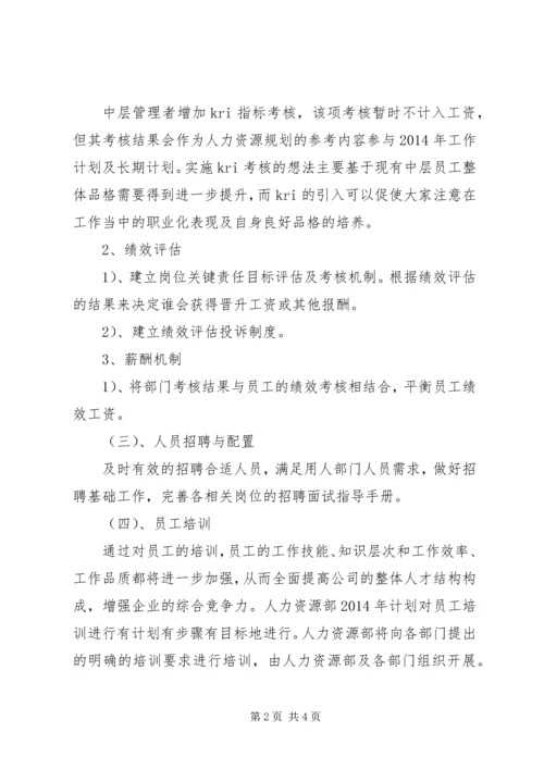 人力资源部工作计划优秀范文.docx