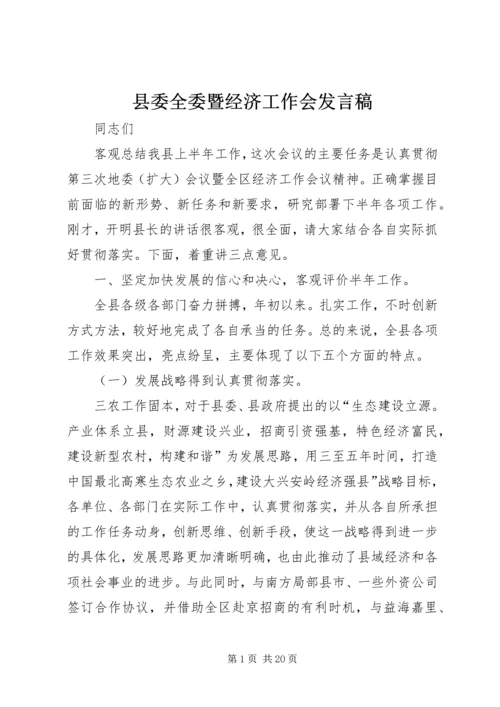 县委全委暨经济工作会发言稿.docx