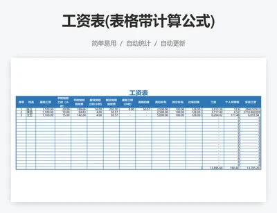 工资表(表格带计算公式)