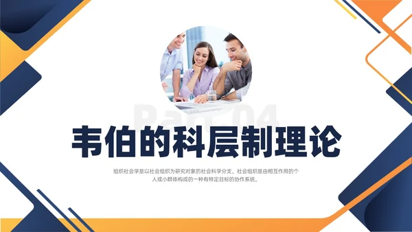 黄蓝色简约商务形状组织社会学理论PPT课件政务服务