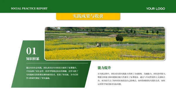 黄绿色简约风社会实践报告PPT模板