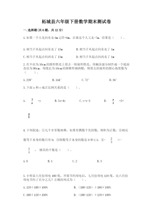 柘城县六年级下册数学期末测试卷及一套完整答案.docx