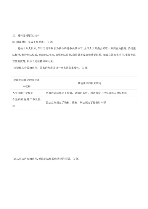 （鄂尔多斯专版）中考道德与法治复习方案 模拟试卷-人教版初中九年级全册政治试题.docx