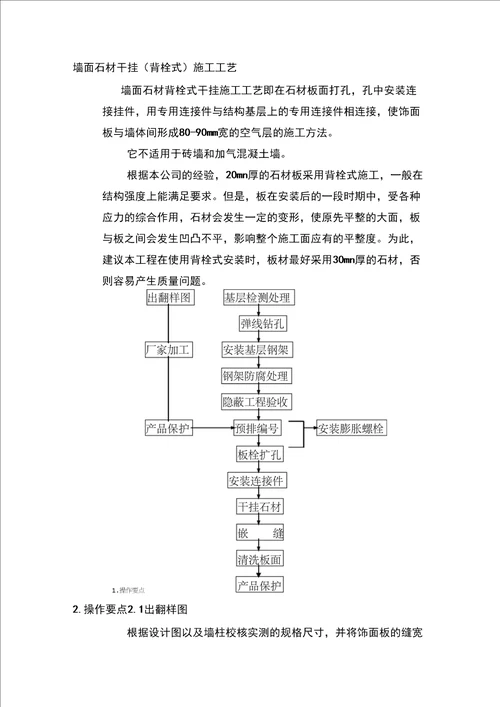 墙面石材干挂施工工艺复习进程