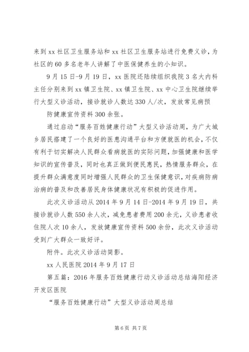 XX年服务百姓健康行动义诊活动方案.docx