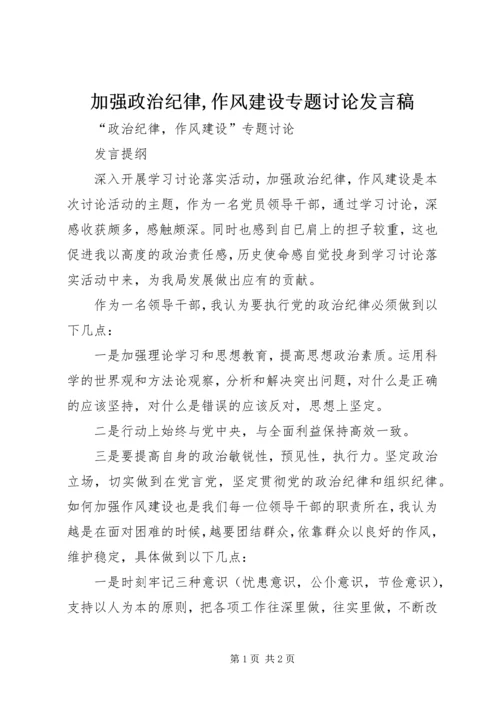 加强政治纪律,作风建设专题讨论发言稿.docx