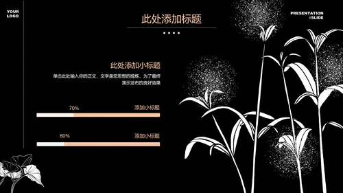 黑白小清新文艺通用PPT演示模板