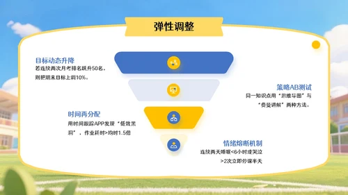 蓝黄色3D风开学季,新学年规划PPT模版