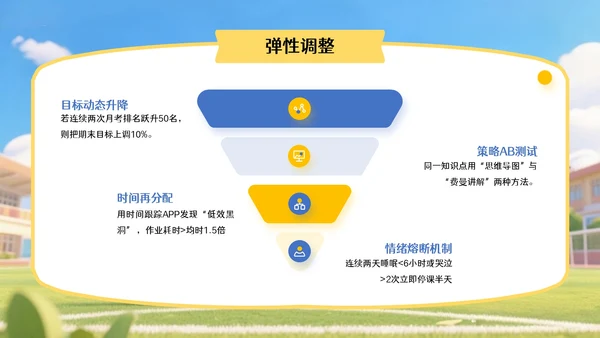 蓝黄色3D风开学季,新学年规划PPT模版