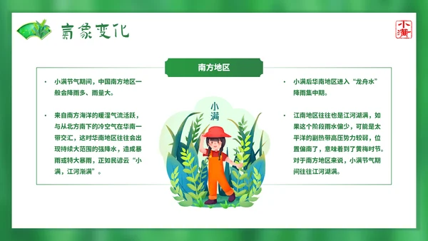 绿意春天小满时节二十四节气通用PPT模板