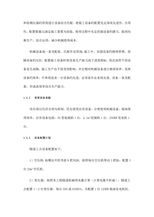 隧道工程资源配置计划.docx