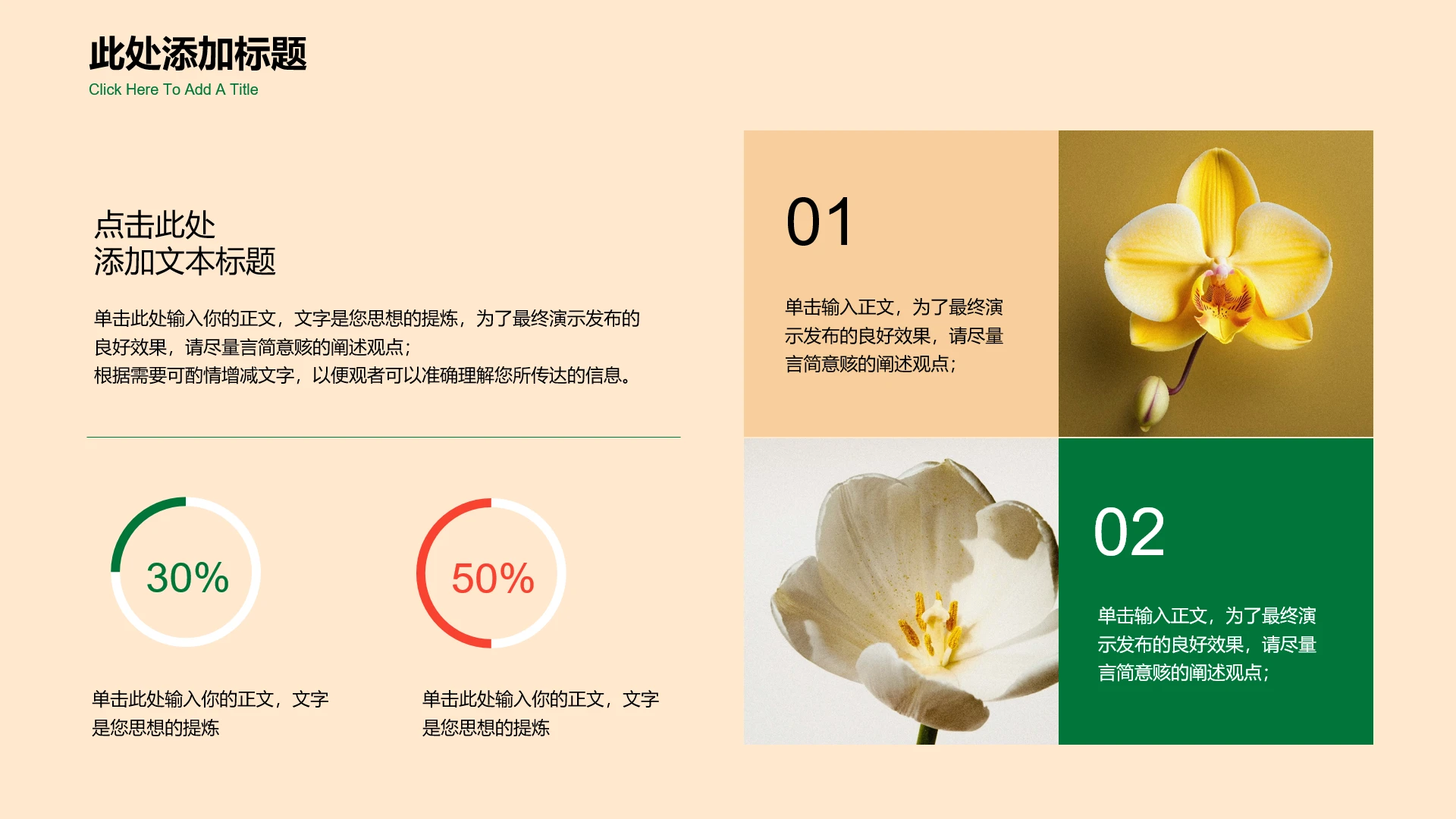 彩色小清新插画2项环形图总结汇报PPT模板