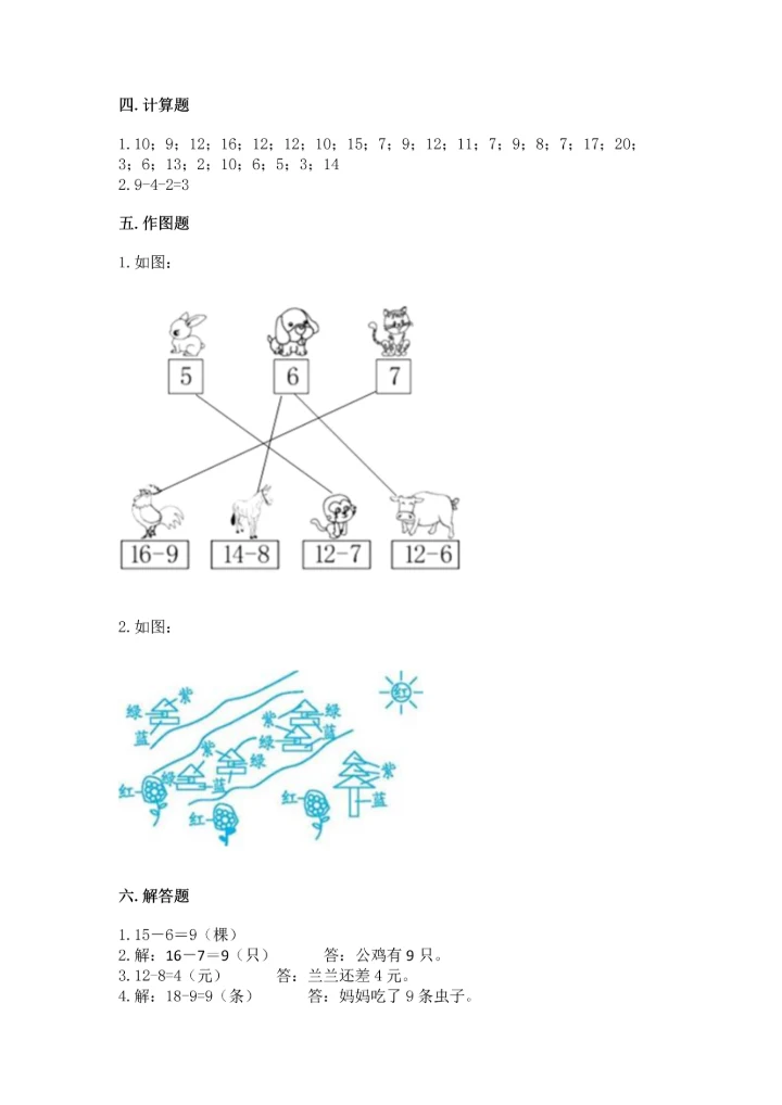 人教版一年级下册数学期中测试卷附完整答案（名师系列）.docx