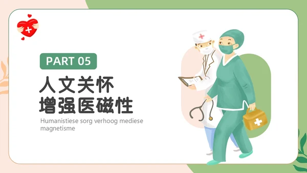 绿色卡通人文关怀与优质护理PPT模板