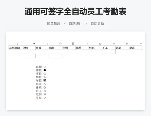 通用可签字全自动员工考勤表