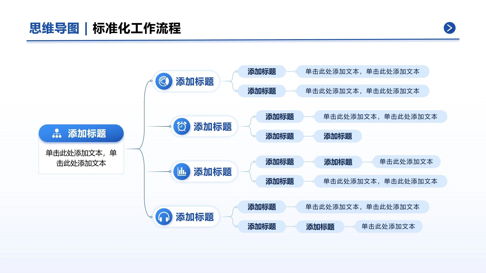 蓝色简约线性思维导图工作流程正文页PPT单页
