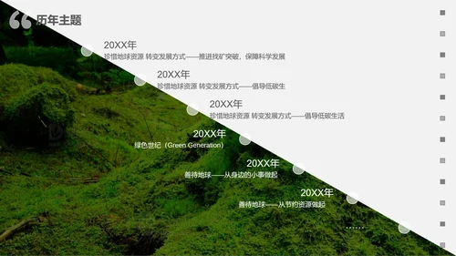 大自然绿色苔藓绿地修复地球日PPT