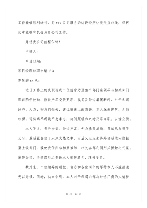 2022项目经理辞职申请书.docx