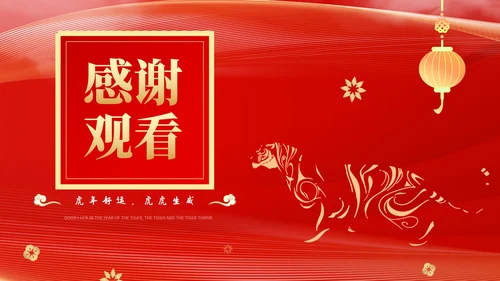 红色中国风虎年好运新年节日PPT模板