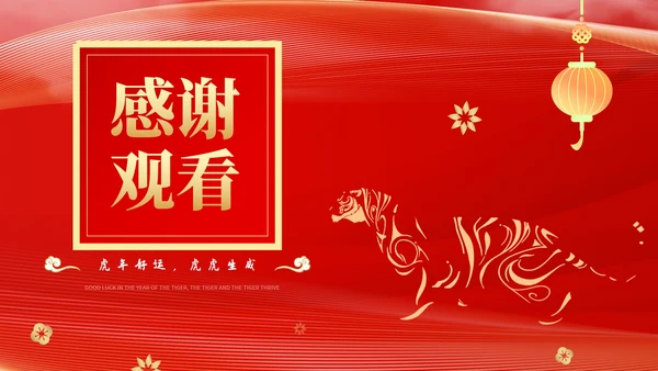 红色中国风虎年好运新年节日PPT模板