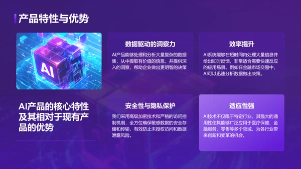 紫色3D风AI产品立项策划提案PPT模板