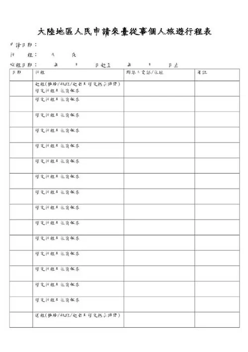 入台证办理材料包-Word范文
