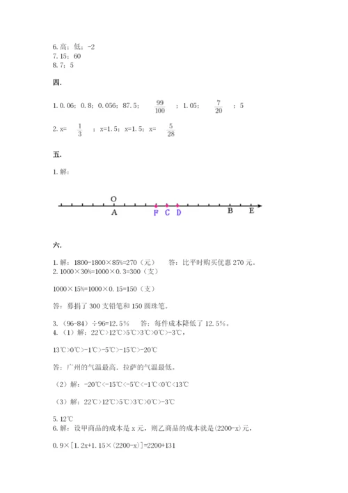 人教版六年级数学小升初试卷（名师系列）.docx