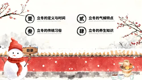 红色中国风立冬节气介绍通用模板