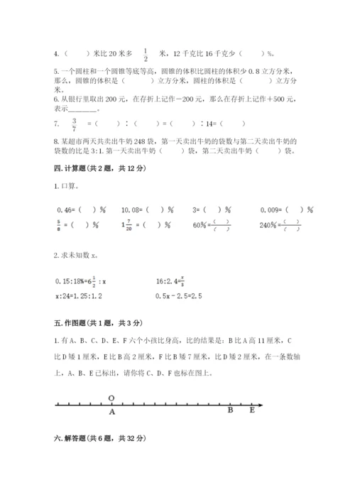 人教版六年级下册数学期末测试卷含答案（a卷）.docx