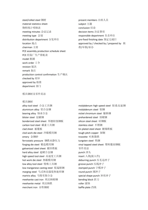 塑料模具行业专业术语中英文对照.docx