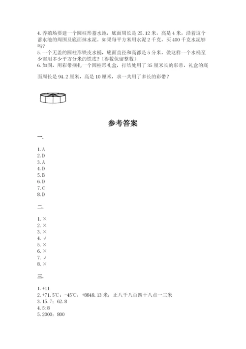 河南省平顶山市六年级下册数学期末测试卷带答案（典型题）.docx