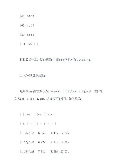 液体粘滞系数测定实验报告