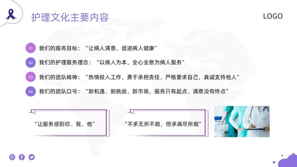 紫色商务护理团队与文化建设PPT模板宣传PPT动态PPT团团队建设