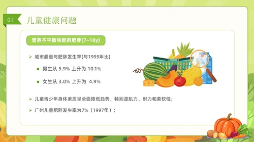 绿色简约风儿童膳食营养健康饮食知识培训PPT