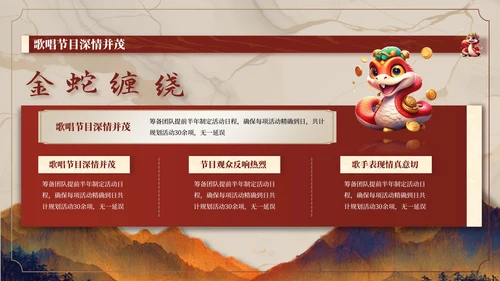 红色国风新年活动汇报ppt模板