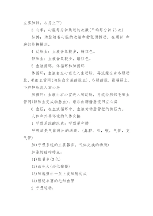 苏教版七年级生物下册知识点总结.docx