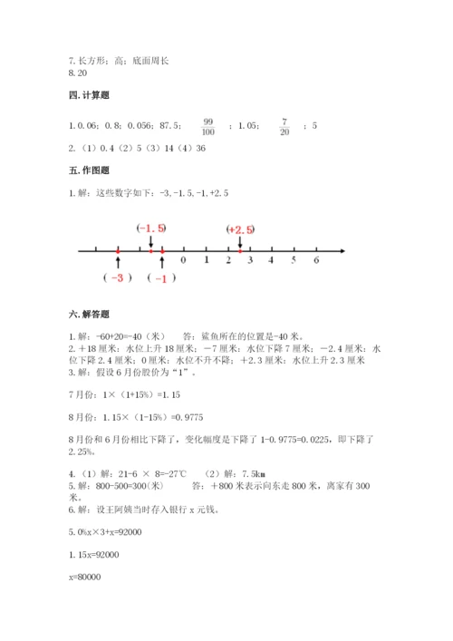 小学六年级下册数学期末卷附答案（预热题）.docx