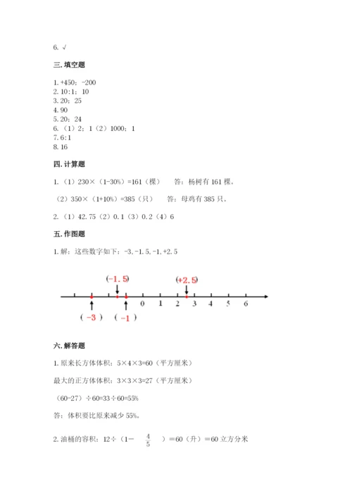 成都市邛崃市六年级下册数学期末测试卷参考答案.docx