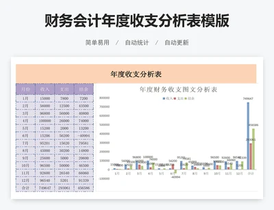 财务会计年度收支分析表模版