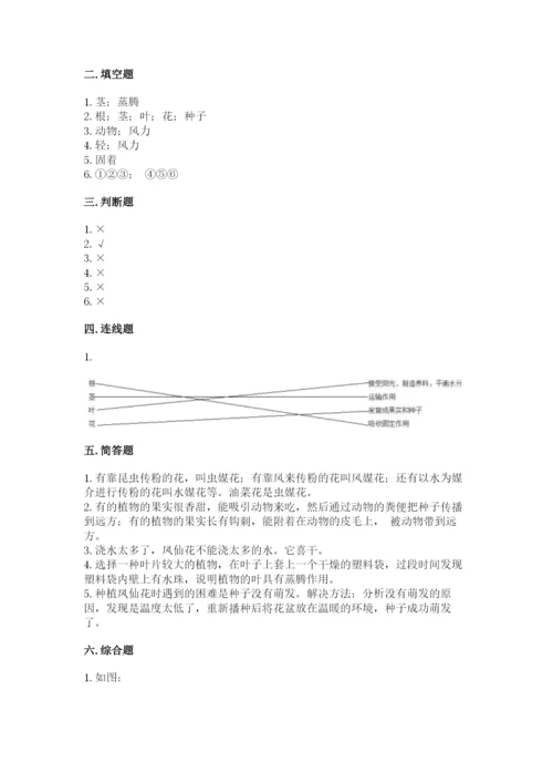 教科版四年级下册科学第一单元《植物的生长变化》测试卷精品【预热题】.docx