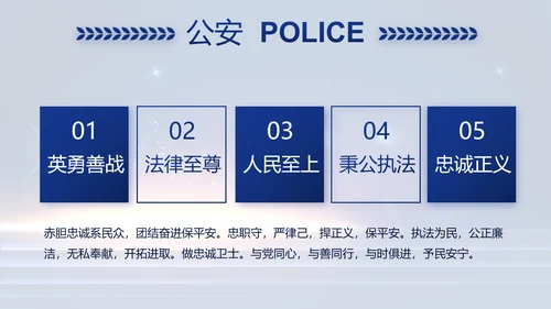蓝色大气公安警察工作汇报PPT动态模板