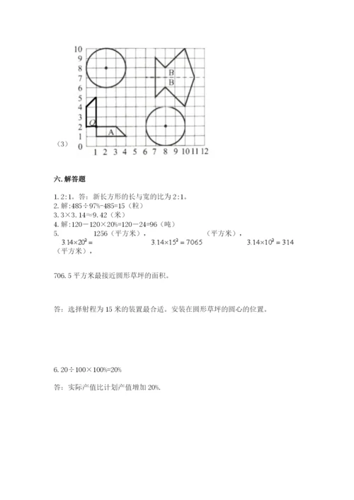 2022人教版六年级上册数学期末测试卷【考试直接用】.docx
