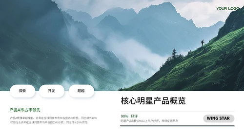 绿色商务风户外发布会ppt模板