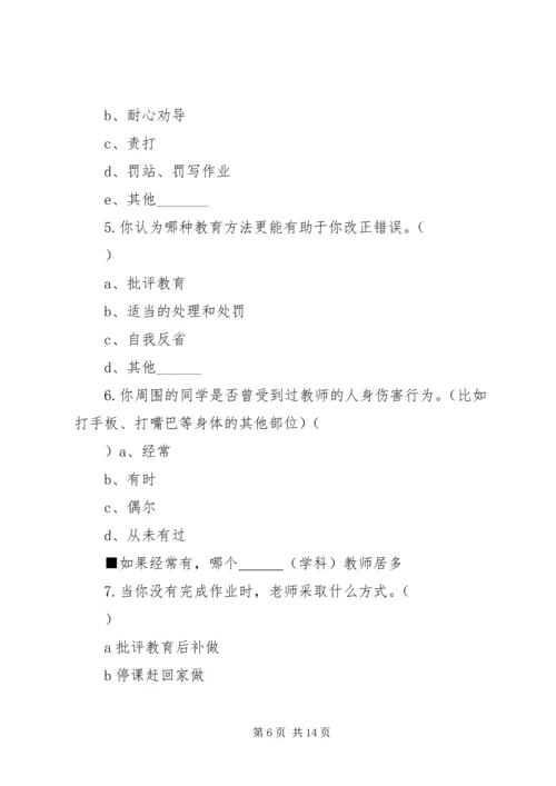 关于体罚的问卷调查.docx