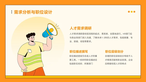 橙色插画风企业校招PPT模板
