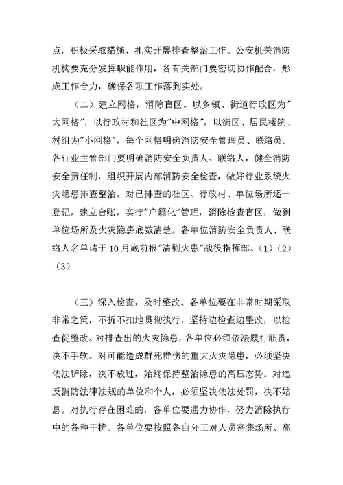 市清除火灾隐患方案